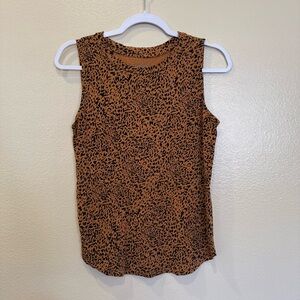 Amazon Essentials Leopard Print Sleeveless Crew Tank Top XS Rust Brown